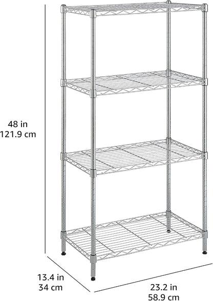 5-Shelf Adjustable Heavy Duty Steel Wire Rack, Space Saving Storage Shelving Organizer for Kitchen, Garage, No-Tool Assembly, 350 lbs Weight Capacity, 36" x 14" x 72", Chrome