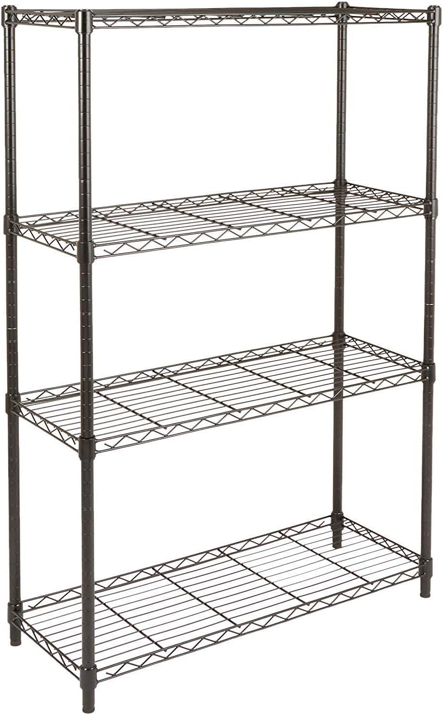 5-Shelf Adjustable Heavy Duty Steel Wire Rack, Space Saving Storage Shelving Organizer for Kitchen, Garage, No-Tool Assembly, 350 lbs Weight Capacity, 36" x 14" x 72", Chrome