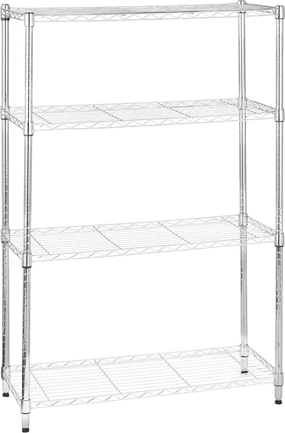 5-Shelf Adjustable Heavy Duty Steel Wire Rack, Space Saving Storage Shelving Organizer for Kitchen, Garage, No-Tool Assembly, 350 lbs Weight Capacity, 36" x 14" x 72", Chrome