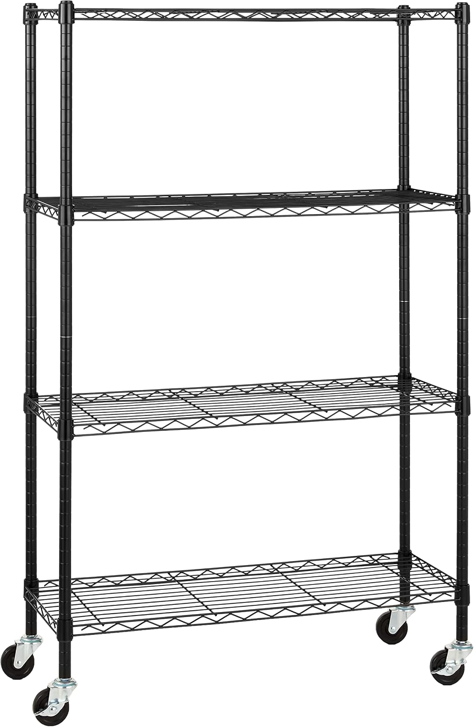 5-Shelf Adjustable Heavy Duty Steel Wire Rack, Space Saving Storage Shelving Organizer for Kitchen, Garage, No-Tool Assembly, 350 lbs Weight Capacity, 36" x 14" x 72", Chrome