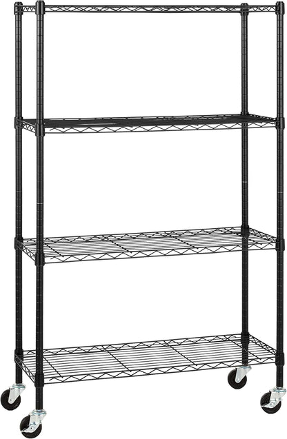 5-Shelf Adjustable Heavy Duty Steel Wire Rack, Space Saving Storage Shelving Organizer for Kitchen, Garage, No-Tool Assembly, 350 lbs Weight Capacity, 36" x 14" x 72", Chrome