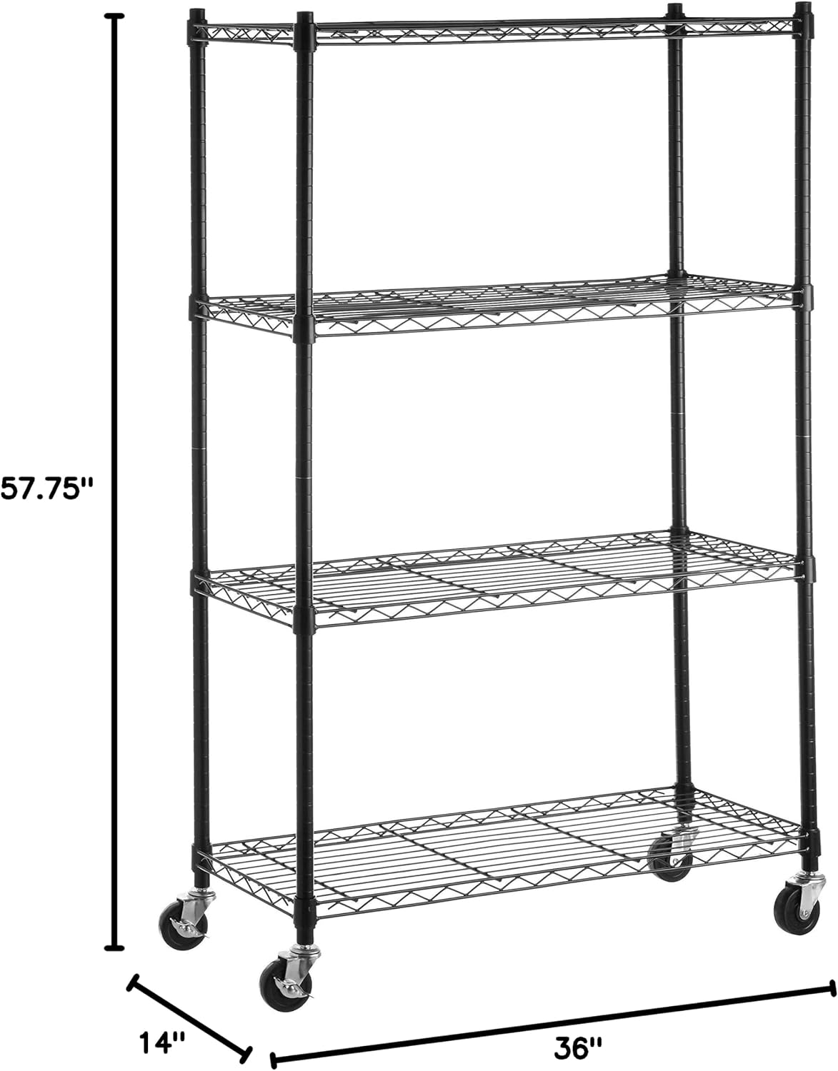5-Shelf Adjustable Heavy Duty Steel Wire Rack, Space Saving Storage Shelving Organizer for Kitchen, Garage, No-Tool Assembly, 350 lbs Weight Capacity, 36" x 14" x 72", Chrome