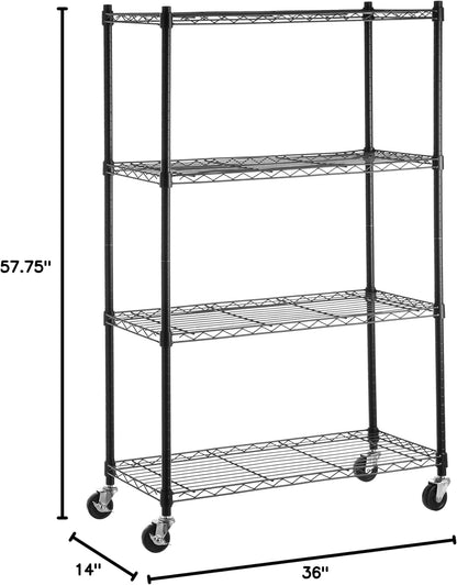 5-Shelf Adjustable Heavy Duty Steel Wire Rack, Space Saving Storage Shelving Organizer for Kitchen, Garage, No-Tool Assembly, 350 lbs Weight Capacity, 36" x 14" x 72", Chrome