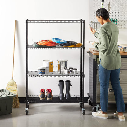 5-Shelf Adjustable Heavy Duty Steel Wire Rack, Space Saving Storage Shelving Organizer for Kitchen, Garage, No-Tool Assembly, 350 lbs Weight Capacity, 36" x 14" x 72", Chrome