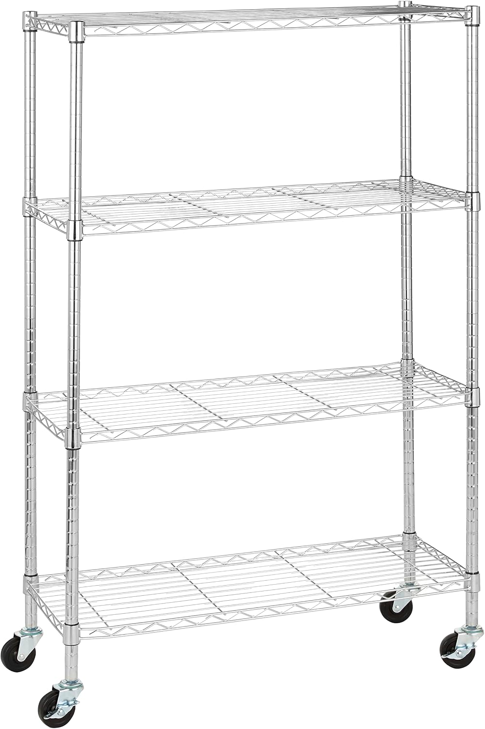 5-Shelf Adjustable Heavy Duty Steel Wire Rack, Space Saving Storage Shelving Organizer for Kitchen, Garage, No-Tool Assembly, 350 lbs Weight Capacity, 36" x 14" x 72", Chrome