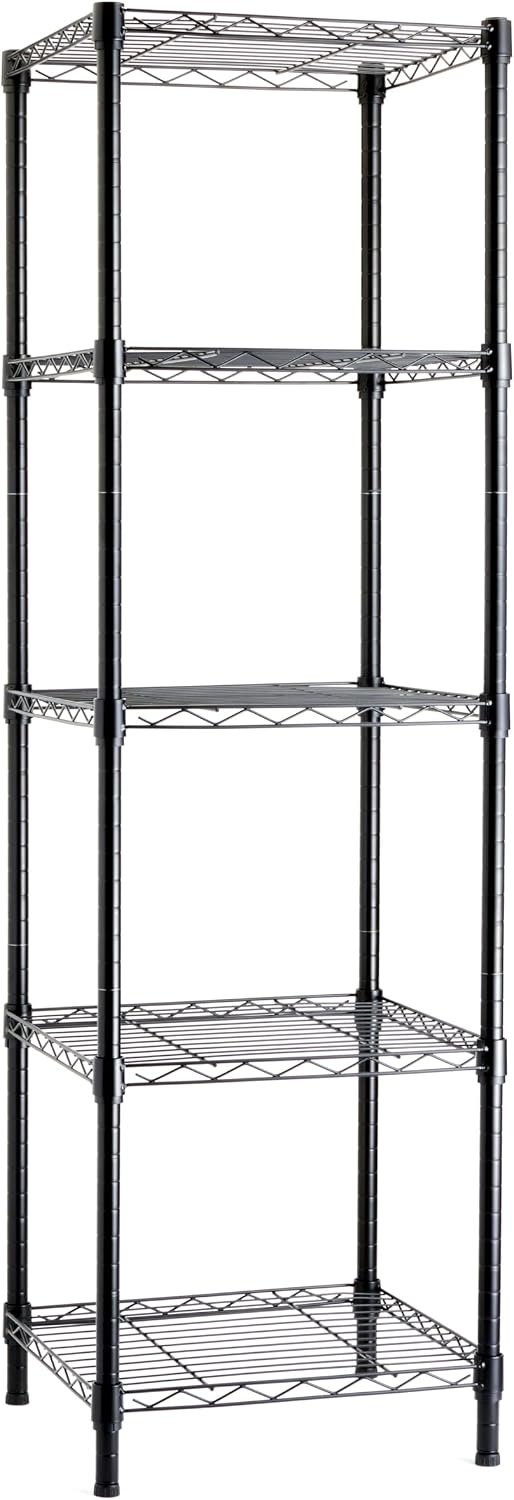 5-Shelf Adjustable Heavy Duty Steel Wire Rack, Space Saving Storage Shelving Organizer for Kitchen, Garage, No-Tool Assembly, 350 lbs Weight Capacity, 36" x 14" x 72", Chrome