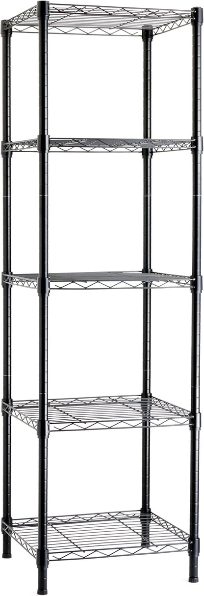 5-Shelf Adjustable Heavy Duty Steel Wire Rack, Space Saving Storage Shelving Organizer for Kitchen, Garage, No-Tool Assembly, 350 lbs Weight Capacity, 36" x 14" x 72", Chrome