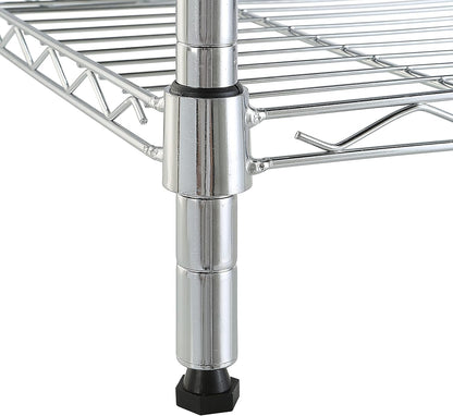 5-Shelf Adjustable Heavy Duty Steel Wire Rack, Space Saving Storage Shelving Organizer for Kitchen, Garage, No-Tool Assembly, 350 lbs Weight Capacity, 36" x 14" x 72", Chrome