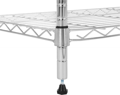 5-Shelf Adjustable Heavy Duty Steel Wire Rack, Space Saving Storage Shelving Organizer for Kitchen, Garage, No-Tool Assembly, 350 lbs Weight Capacity, 36" x 14" x 72", Chrome