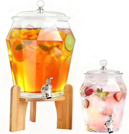 2 PCS Drink Dispenser Set, (1.85 & 0.69 Gal) 2.5 Gallon Capacity