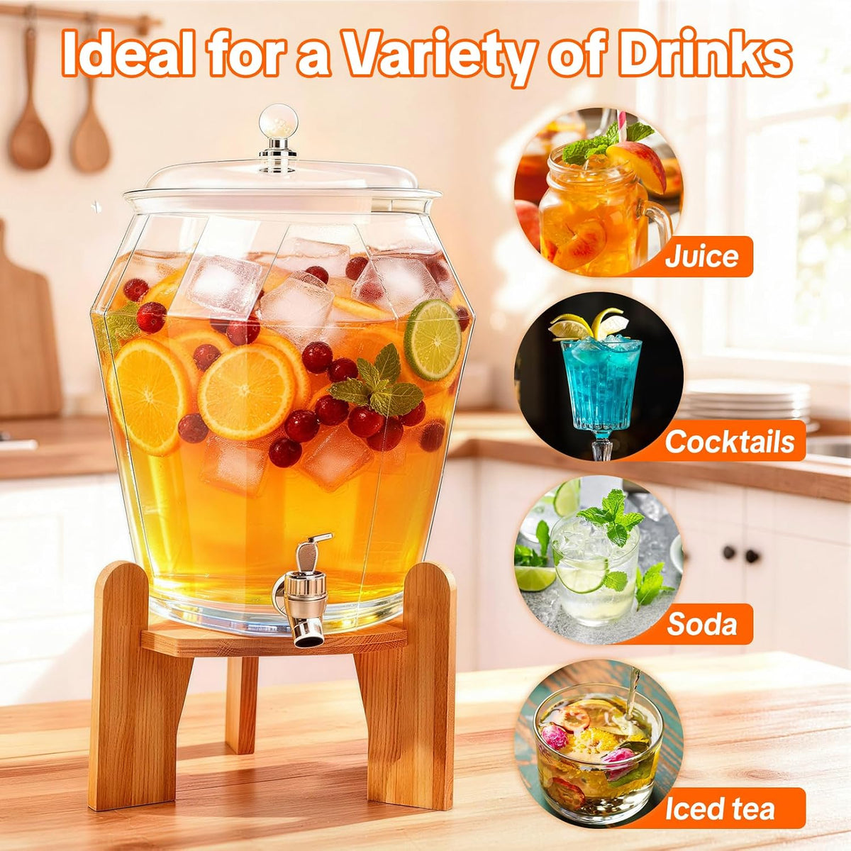 2 PCS Drink Dispenser Set, (1.85 & 0.69 Gal) 2.5 Gallon Capacity