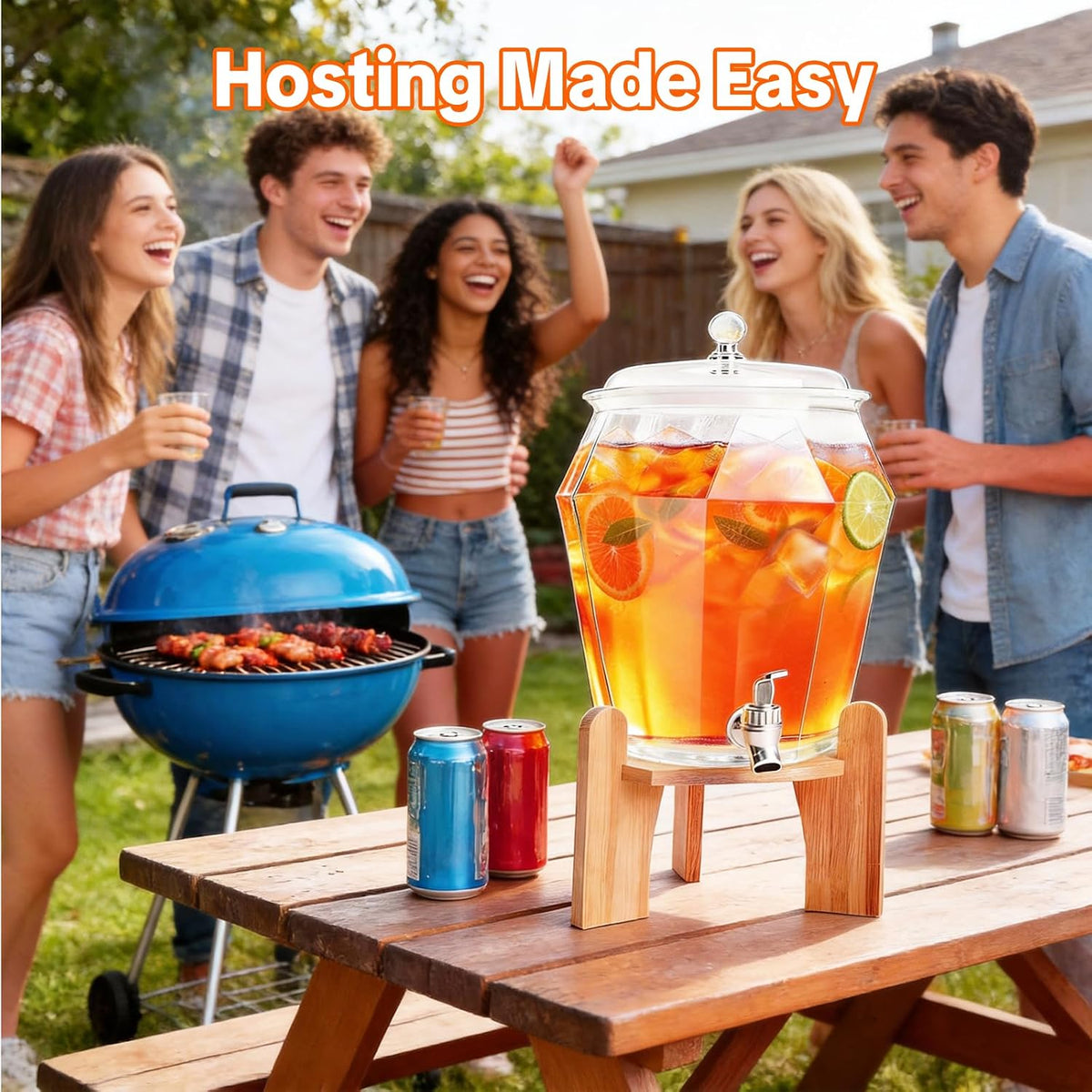 2 PCS Drink Dispenser Set, (1.85 & 0.69 Gal) 2.5 Gallon Capacity