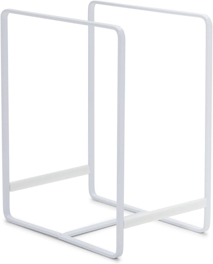 3-Piece Plate Organizer - Space-Saving Cabinet Storage & Dish Storage Rack - Plate Stand & Pot Lid Holder - Pack of 3, White, 1 Large & 2 Small