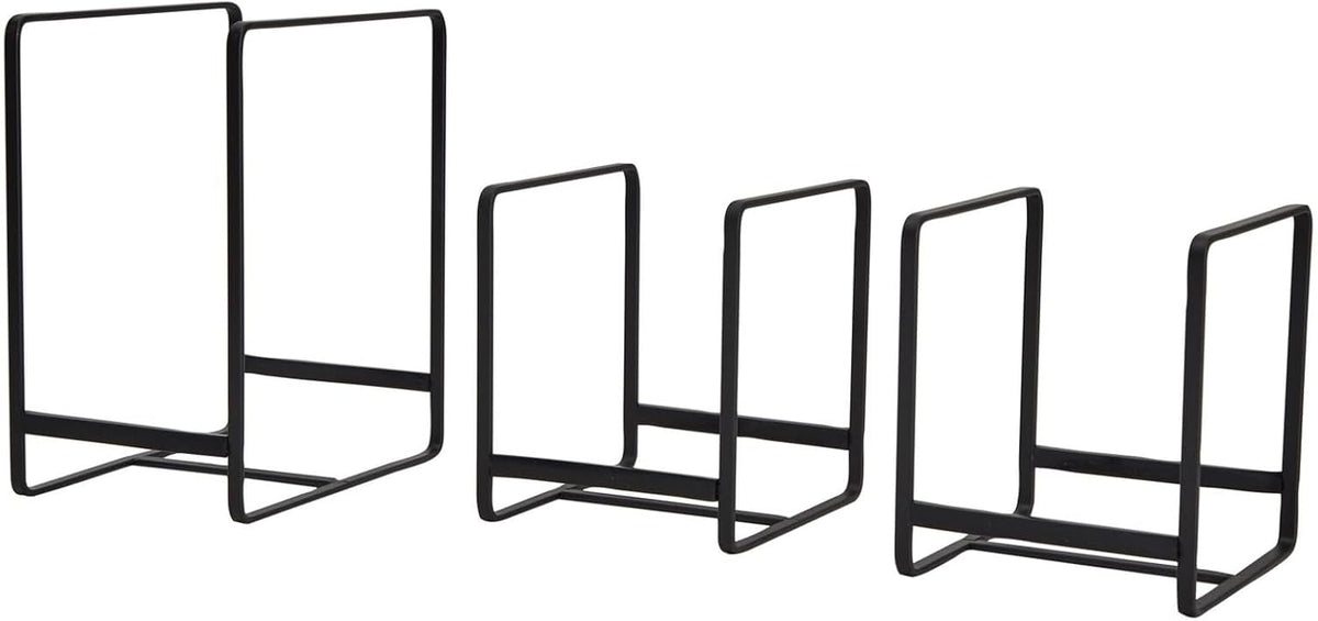 3-Piece Plate Organizer - Space-Saving Cabinet Storage & Dish Storage Rack - Plate Stand & Pot Lid Holder - Pack of 3, White, 1 Large & 2 Small