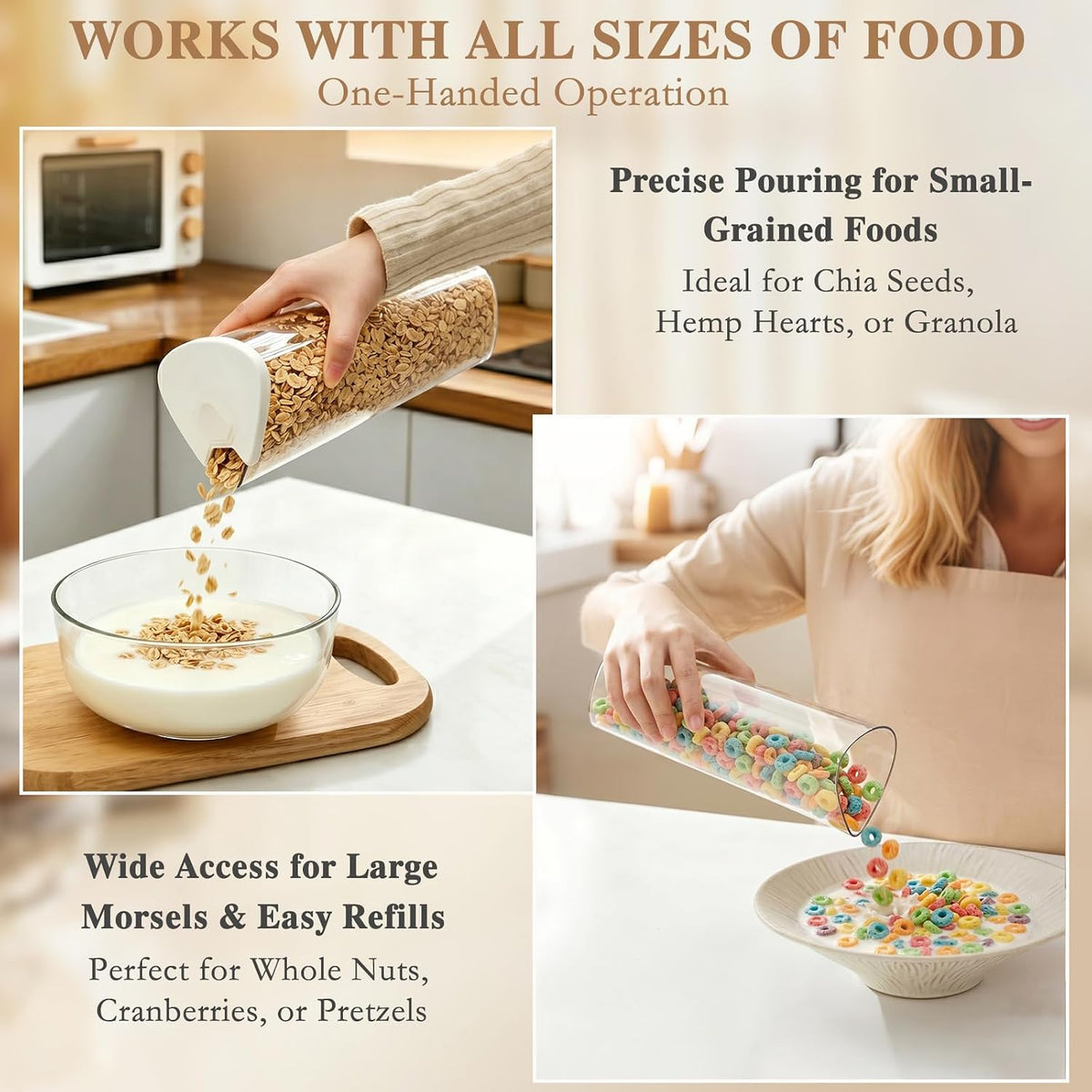 6 Grids Rotating Cereal Dispenser Countertop, 7 lbs Rice Dispenser