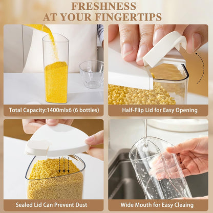 6 Grids Rotating Cereal Dispenser Countertop, 7 lbs Rice Dispenser