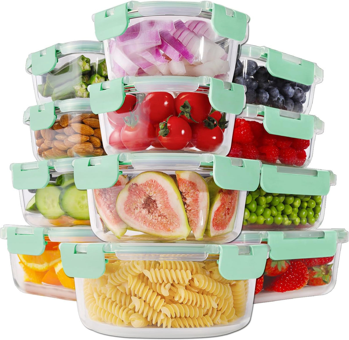 24pc Glass Food Storage Containers with Lids，Glass Meal Prep Containers
