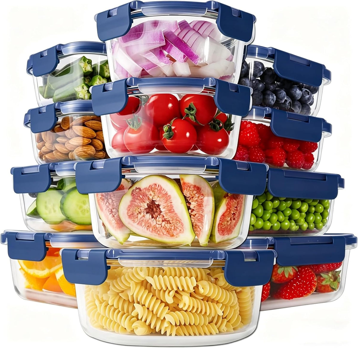 24pc Glass Food Storage Containers with Lids，Glass Meal Prep Containers