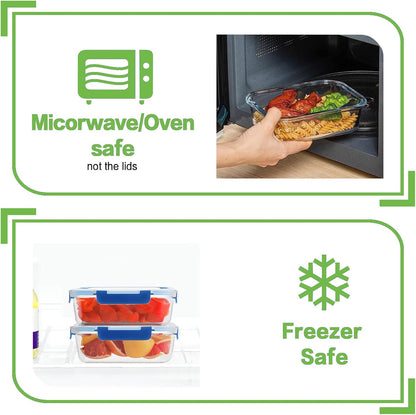 24pc Glass Food Storage Containers with Lids，Glass Meal Prep Containers