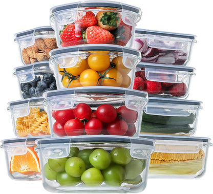 24pc Glass Food Storage Containers with Lids，Glass Meal Prep Containers