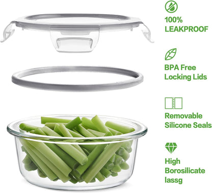 24pc Glass Food Storage Containers with Lids，Glass Meal Prep Containers