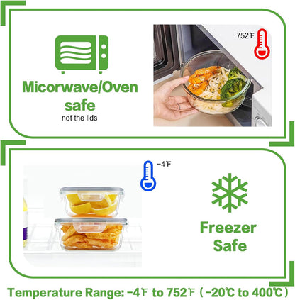 24pc Glass Food Storage Containers with Lids，Glass Meal Prep Containers