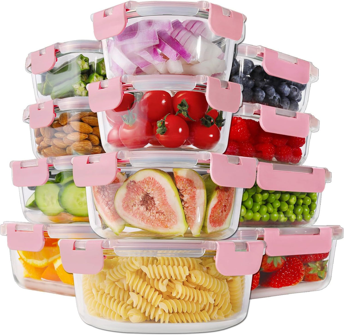 24pc Glass Food Storage Containers with Lids，Glass Meal Prep Containers