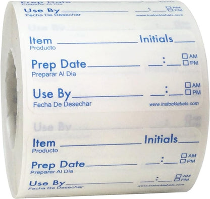 Dissolvable Food Storage Shelf Life Labels for Food Rotation Use By Preparation Stickers Prep Date 1 x 2 Inch 500 Adhesive Stickers