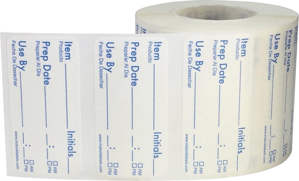 Dissolvable Food Storage Shelf Life Labels for Food Rotation Use By Preparation Stickers Prep Date 1 x 2 Inch 500 Adhesive Stickers
