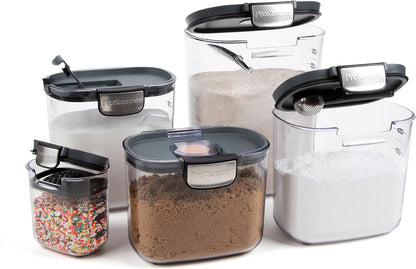 + Airtight Food Storage Container Set – Clear Plastic Flour and Sugar Canister Set with Magnetic Accessories for Kitchen Organization (Grey)