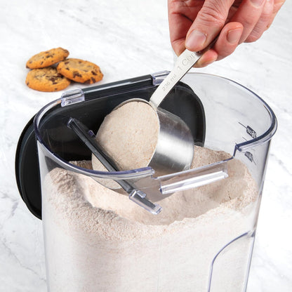 + Airtight Food Storage Container Set – Clear Plastic Flour and Sugar Canister Set with Magnetic Accessories for Kitchen Organization (Grey)