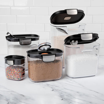 + Airtight Food Storage Container Set – Clear Plastic Flour and Sugar Canister Set with Magnetic Accessories for Kitchen Organization (Grey)