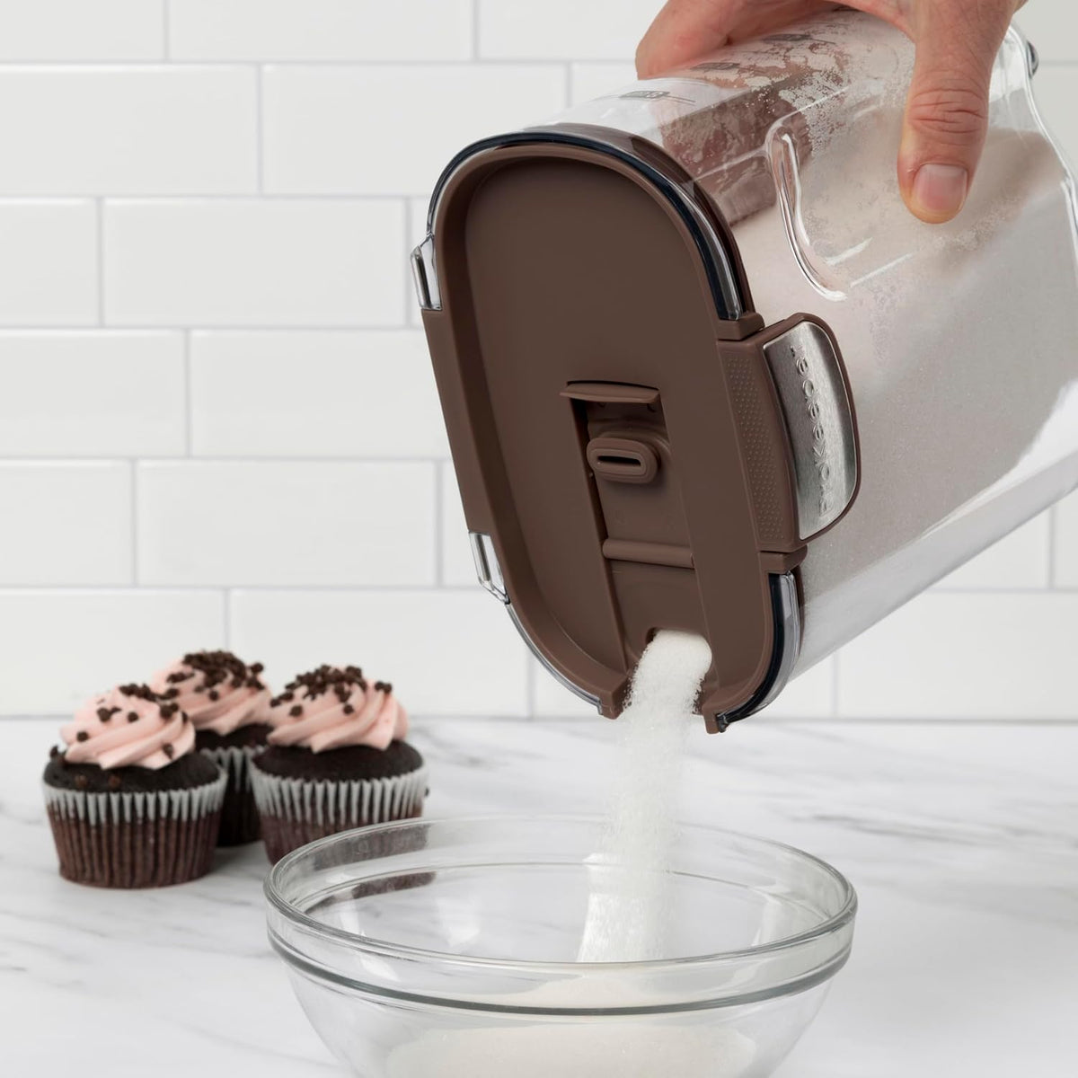 + Airtight Food Storage Container Set – Clear Plastic Flour and Sugar Canister Set with Magnetic Accessories for Kitchen Organization (Grey)
