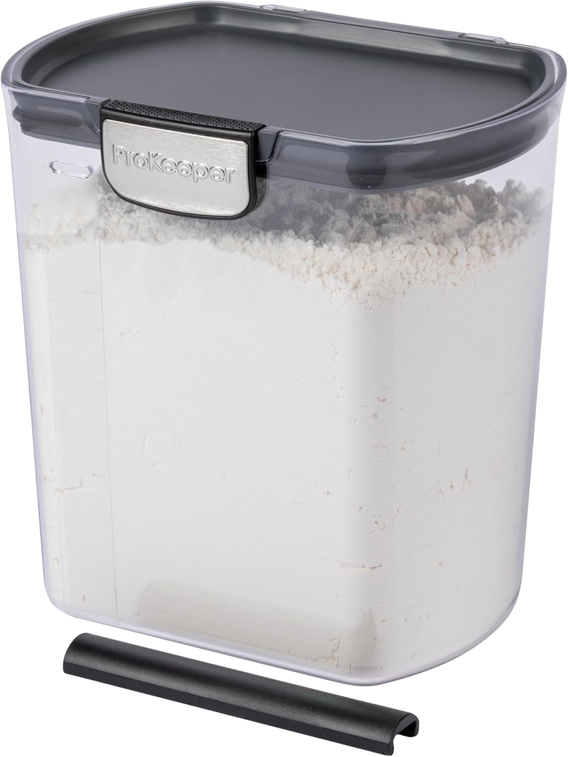 + Airtight Food Storage Container Set – Clear Plastic Flour and Sugar Canister Set with Magnetic Accessories for Kitchen Organization (Grey)