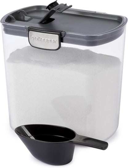 + Airtight Food Storage Container Set – Clear Plastic Flour and Sugar Canister Set with Magnetic Accessories for Kitchen Organization (Grey)