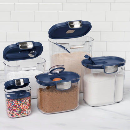 + Airtight Food Storage Container Set – Clear Plastic Flour and Sugar Canister Set with Magnetic Accessories for Kitchen Organization (Grey)