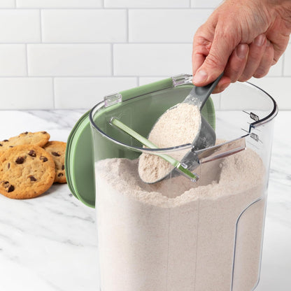 + Airtight Food Storage Container Set – Clear Plastic Flour and Sugar Canister Set with Magnetic Accessories for Kitchen Organization (Grey)