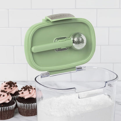 + Airtight Food Storage Container Set – Clear Plastic Flour and Sugar Canister Set with Magnetic Accessories for Kitchen Organization (Grey)
