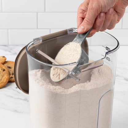 + Airtight Food Storage Container Set – Clear Plastic Flour and Sugar Canister Set with Magnetic Accessories for Kitchen Organization (Grey)
