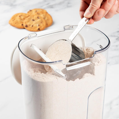+ Airtight Food Storage Container Set – Clear Plastic Flour and Sugar Canister Set with Magnetic Accessories for Kitchen Organization (Grey)