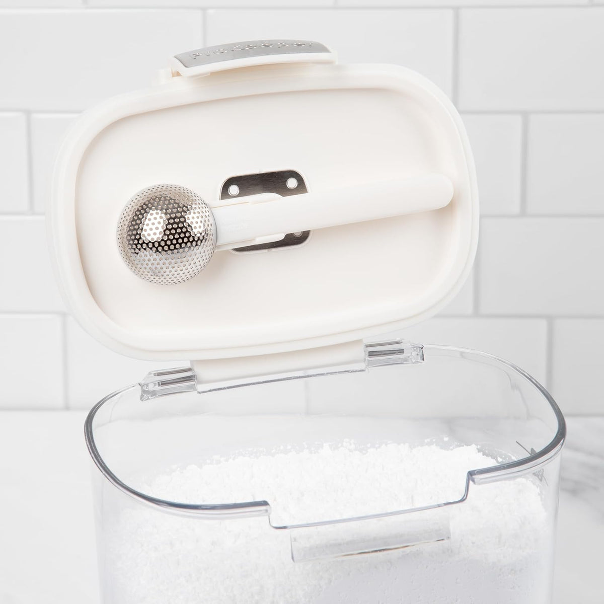 + Airtight Food Storage Container Set – Clear Plastic Flour and Sugar Canister Set with Magnetic Accessories for Kitchen Organization (Grey)
