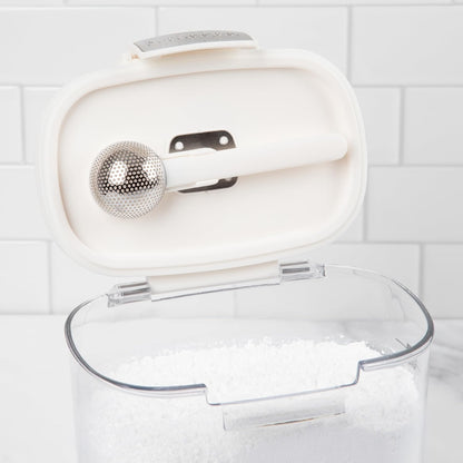 + Airtight Food Storage Container Set – Clear Plastic Flour and Sugar Canister Set with Magnetic Accessories for Kitchen Organization (Grey)
