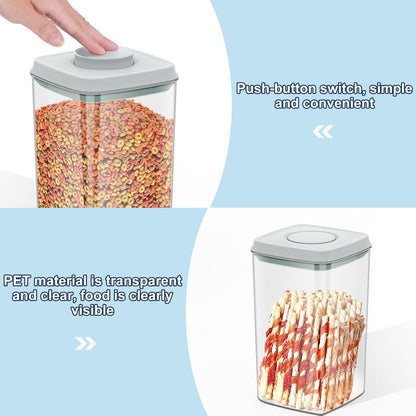 12 lbs Airtight Dog Cat Food Storage Container and Dog Treat Containers BPA-Free, PET Clear Stackable Pet Storage Bin, 1-Cup Scoop, 1-Sponge cleaning brush, Pop Top, With handle, Easy Mobility-large