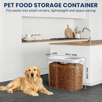 12 lbs Airtight Dog Cat Food Storage Container and Dog Treat Containers BPA-Free, PET Clear Stackable Pet Storage Bin, 1-Cup Scoop, 1-Sponge cleaning brush, Pop Top, With handle, Easy Mobility-large