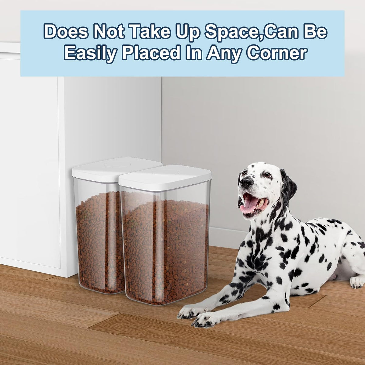 12 lbs Airtight Dog Cat Food Storage Container and Dog Treat Containers BPA-Free, PET Clear Stackable Pet Storage Bin, 1-Cup Scoop, 1-Sponge cleaning brush, Pop Top, With handle, Easy Mobility-large