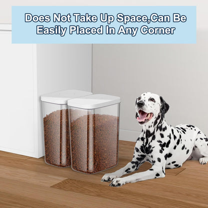12 lbs Airtight Dog Cat Food Storage Container and Dog Treat Containers BPA-Free, PET Clear Stackable Pet Storage Bin, 1-Cup Scoop, 1-Sponge cleaning brush, Pop Top, With handle, Easy Mobility-large