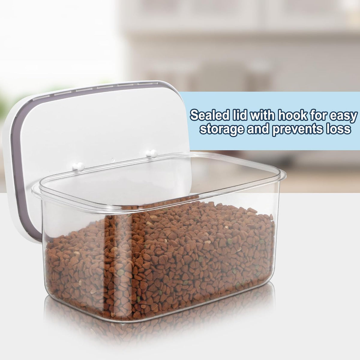 12 lbs Airtight Dog Cat Food Storage Container and Dog Treat Containers BPA-Free, PET Clear Stackable Pet Storage Bin, 1-Cup Scoop, 1-Sponge cleaning brush, Pop Top, With handle, Easy Mobility-large