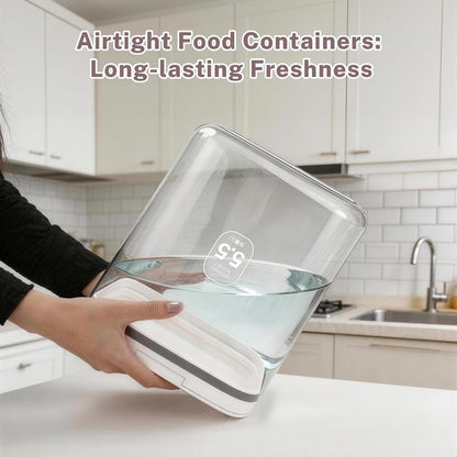 12 lbs Airtight Dog Cat Food Storage Container and Dog Treat Containers BPA-Free, PET Clear Stackable Pet Storage Bin, 1-Cup Scoop, 1-Sponge cleaning brush, Pop Top, With handle, Easy Mobility-large