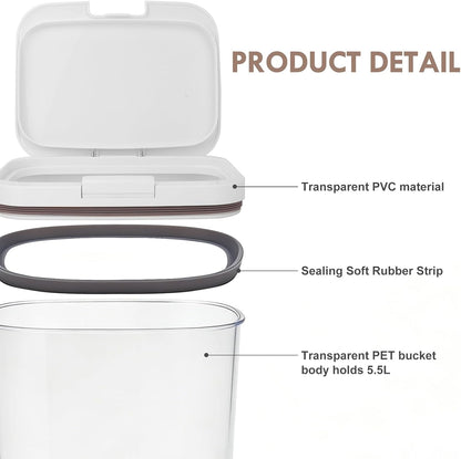 12 lbs Airtight Dog Cat Food Storage Container and Dog Treat Containers BPA-Free, PET Clear Stackable Pet Storage Bin, 1-Cup Scoop, 1-Sponge cleaning brush, Pop Top, With handle, Easy Mobility-large