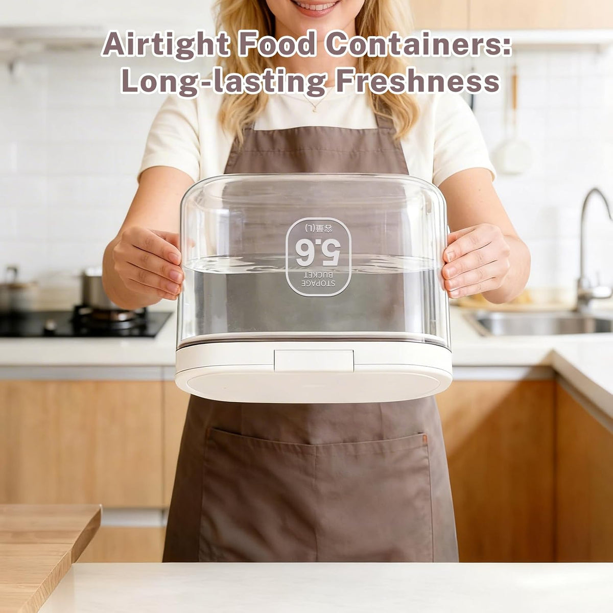 12 lbs Airtight Dog Cat Food Storage Container and Dog Treat Containers BPA-Free, PET Clear Stackable Pet Storage Bin, 1-Cup Scoop, 1-Sponge cleaning brush, Pop Top, With handle, Easy Mobility-large